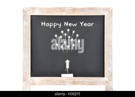 Felice anno nuovo sulla lavagna Foto Stock