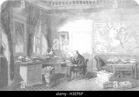 In Germania il Barone Humboldt, il suo Studio 1856. Illustrated London News Foto Stock