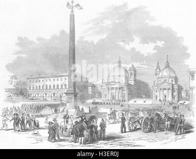 Italia entrata di Francese in Rome-Plaza Del Popolo 1849. Illustrated London News Foto Stock