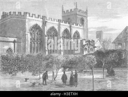 WARCS Shakespeare Garden & Guild Chapel, Stratford 1862. Illustrated London News Foto Stock