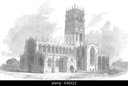 YORKS la chiesa di San Giorgio, Doncaster, recentemente masterizzati 1853. Illustrated London News Foto Stock