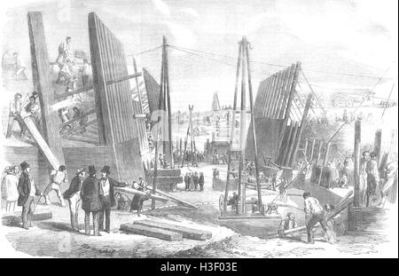 Nuova Londra Victoria Dock funziona, Plaistow paludi 1854. Illustrated London News Foto Stock