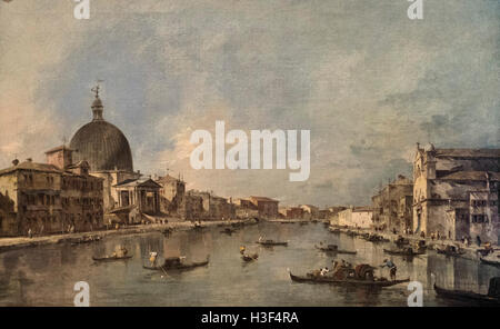 Francesco Lazzaro Guardi (1712-1793), vista del Canal Grande con San Simeone Piccolo e di Santa Lucia, ca. 1780. Foto Stock
