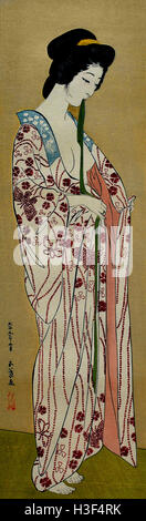 La donna in una lunga sotto il kimono 1920 Hashiguchi Goyo 1880-1921 Tokyo Giappone ( colore xilografia su carta ) Foto Stock
