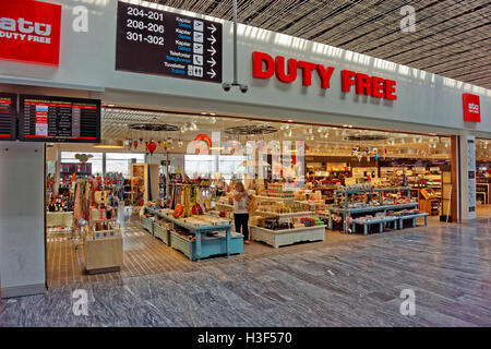 Negozio duty free a Bodrum Milas, Aeroporto (aeroportuale BJV) Terminal Internazionale, aperto 2013 in Provincia di Mugla, Turchia. Foto Stock