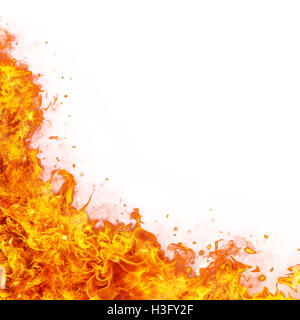 Abstract fiamme di fuoco sfondo con spazio libero per il testo. Isolato su bianco Foto Stock