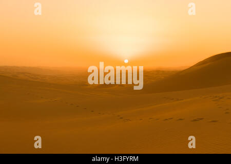 Foto del deserto in Emirato di Abu Dhabi sul confine con il Regno di Arabia Saudita Foto Stock