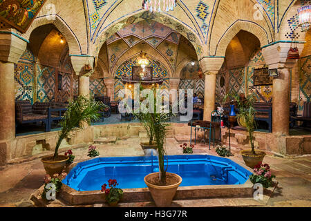 Iran, Kerman provincia, Kerman, Vakil hammam teahouse Foto Stock