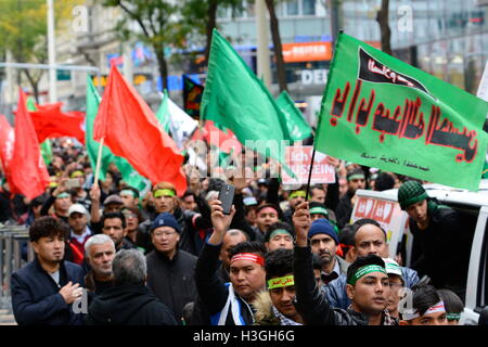 Vienna, Austria. 8 Ottobre, 2016. Imaam Hussain giorno 2016 a Vienna. Dimostrazione per la guarigione di Shia imam Hussein al-Husain ibn alī. Credito: Franz Perc/Alamy Live News Foto Stock