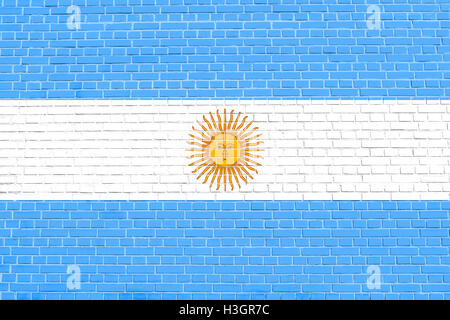 Nazionale Argentino bandiera ufficiale. Repubblica argentina simbolo patriottico, banner, elemento dello sfondo. Bandiera dell'Argentina sul mattone Foto Stock