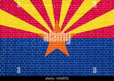 Arizonian bandiera ufficiale, il simbolo. American elemento patriottico. Stati Uniti d'America banner. Stati Uniti d'America lo sfondo. Bandiera di stato USA Foto Stock