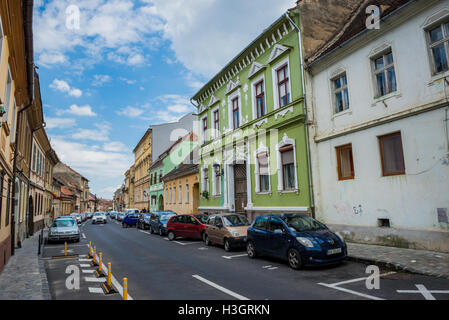 Tenement case a Castelului Street in Brasov, Romania Foto Stock