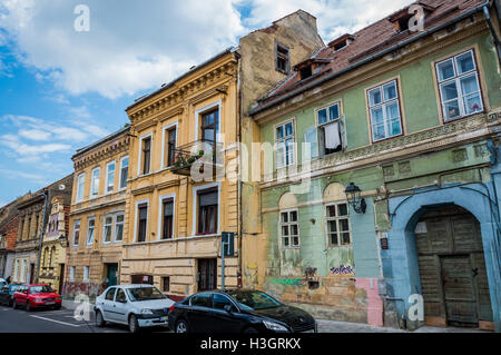 Tenement case a Castelului Street in Brasov, Romania Foto Stock