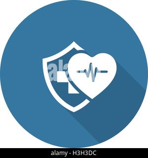 Assicurazione sanitaria icona. Design piatto. Illustrazione Vettoriale