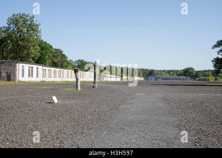 Concentrazione di Ravensbrück Camp Memorial Fürstenberg Havel - area Baracks, Brandeburgo, Germania Foto Stock