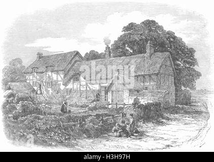 WARCS Stratford Anne Hathaway's Cottage, Shottery 1847. Illustrated London News Foto Stock