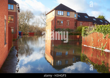 Vista generale delle inondazioni su Abingdon Road a Oxford nel gennaio 2014 Foto Stock