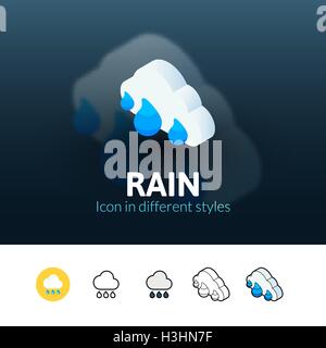 Icona di pioggia in stile differente Illustrazione Vettoriale