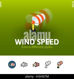 La velocità del vento icona in stile differente Illustrazione Vettoriale