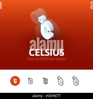 Icona di Celsius in stile differente Illustrazione Vettoriale