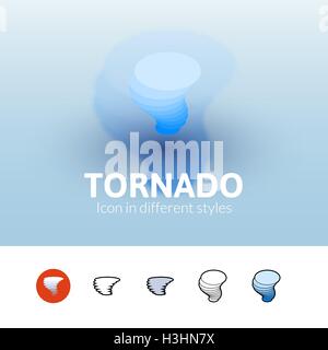 Icona di tornado in stile differente Illustrazione Vettoriale