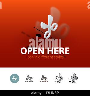 Aprire qui icona in stile differente Illustrazione Vettoriale