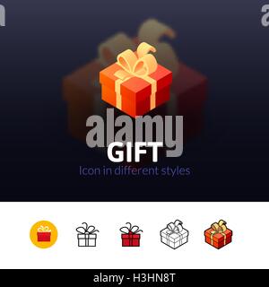 Icona regalo in stile differente Illustrazione Vettoriale