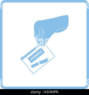 Mano che tiene la prova pocket icona. La cornice blu design. Illustrazione Vettoriale. Illustrazione Vettoriale