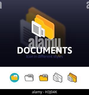 Icona di documenti in stile differente Illustrazione Vettoriale