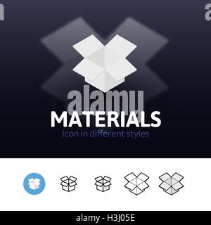 Icona Materiali in stile differente Illustrazione Vettoriale