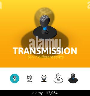 Icona della trasmissione in stile differente Illustrazione Vettoriale