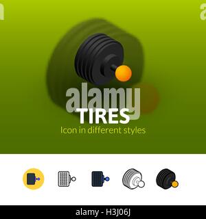 Icona di pneumatici in stile differente Illustrazione Vettoriale
