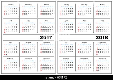 Calendario modello 2017, 2018 Illustrazione Vettoriale