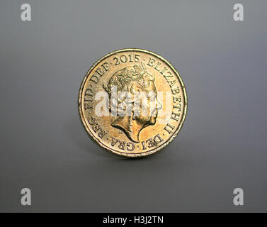 Uno britannico pound coin è visto in uno studio fotografico, a Londra, in Gran Bretagna il 9 ottobre 2016. Foto Stock