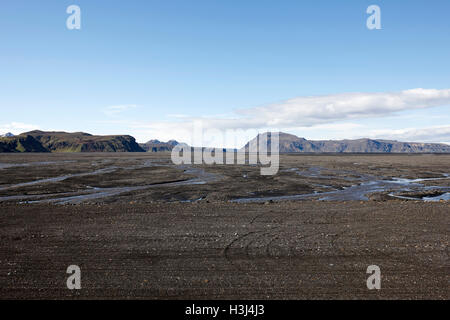 Myrdalssandur nero sabbia lavica appartamenti vicino a Vik Islanda Foto Stock