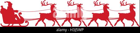 Babbo Natale con la slitta. Natale elemento isolato su sfondo bianco. Silhouette di vettore Illustrazione Vettoriale