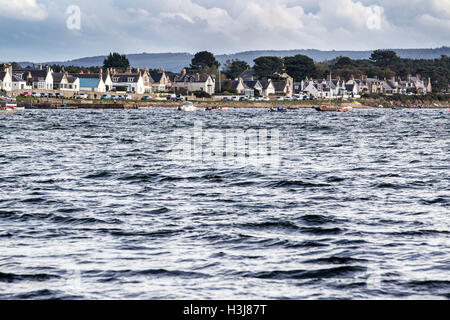Findhorn Bay Scozia visto su un giorno instabile Foto Stock