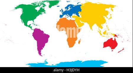 Sette continenti mappa. Illustrazione Vettoriale Illustrazione Vettoriale