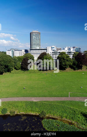 Cardiff city centre dal castello tenere, Cardiff, Galles, UK. Foto Stock