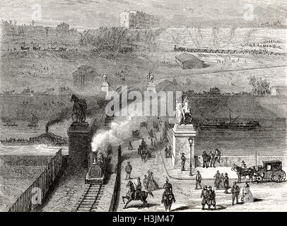 Eliminazione di distanza il Trocadero hill per costruire il Champ de Mars, esposizione internazionale del 1867, Parigi, Francia, 1866 Foto Stock