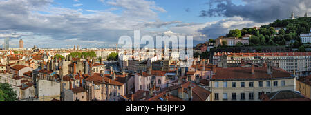 Lione (Francia) ad alta definizione scenic panorama Foto Stock