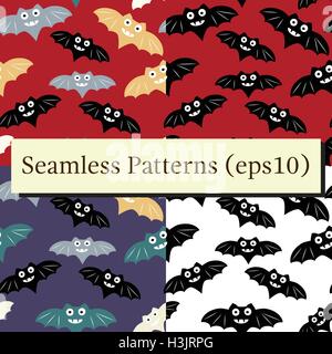 Halloween seamless schemi impostati con colorati bat Illustrazione Vettoriale
