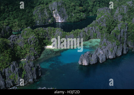 Fotografia aerea delle lagune di miniloc island resort. Foto Stock
