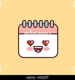 Carattere di calendario kawaii style Illustrazione Vettoriale