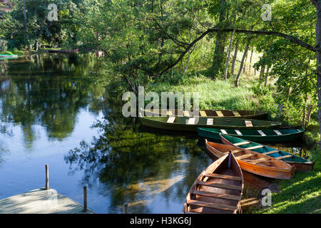 Krutynia rafting sul fiume, la Masuria regione, Polonia, Europa Foto Stock