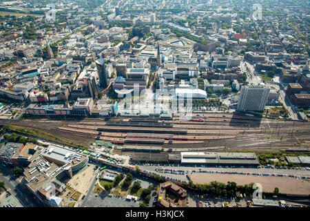 Fotografia aerea, Dortmund central station, stazione centrale, stazione ferroviaria nord, Dortmund, la zona della Ruhr, Foto Stock