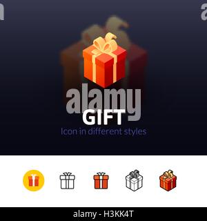 Icona regalo in stile differente Illustrazione Vettoriale