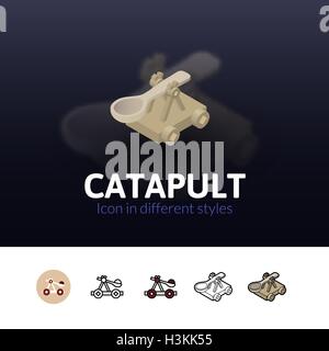 Icona catapulta in stile differente Illustrazione Vettoriale