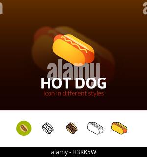 Hot Dog icona in stile differente Illustrazione Vettoriale