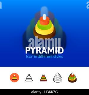 Icona della piramide in stile differente Illustrazione Vettoriale